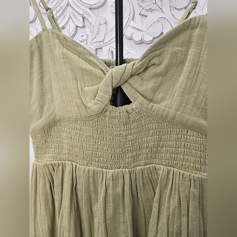 NWT Roxy Cotton Sage Green Mini Sundress w/Elastic Back Women's Size Small NWT - Picture 6 of 9